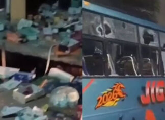 Clash breaks out near Ujjain: 11 buses vandalised, shops damaged Clash breaks out near Ujjain: 11 buses vandalised, shops damaged
