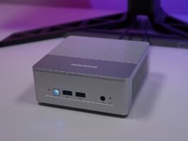 This Mac mini-sized PC’s 65 W Ryzen processor nearly matches an RTX 2050 without a GPU and can also connect an external graphics card