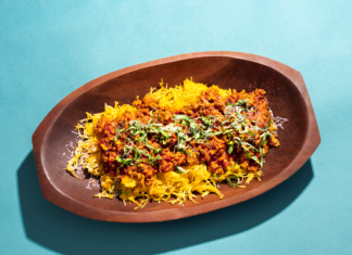Roasted Spaghetti Squash, Turkey Bolognese, & Crispy Kale Roasted Spaghetti Squash, Turkey Bolognese, & Crispy Kale
